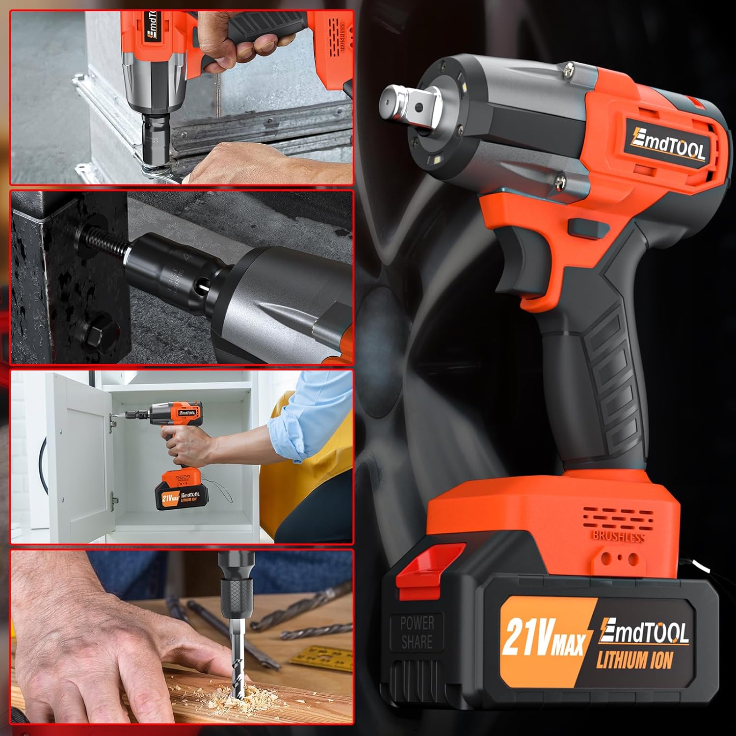21V Cordless Impact Wrench 1/2"